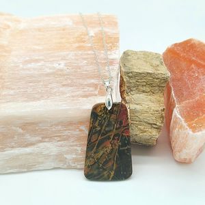Red Creek Jasper Necklace Natural Gemstone Pendant Statement Jewelry